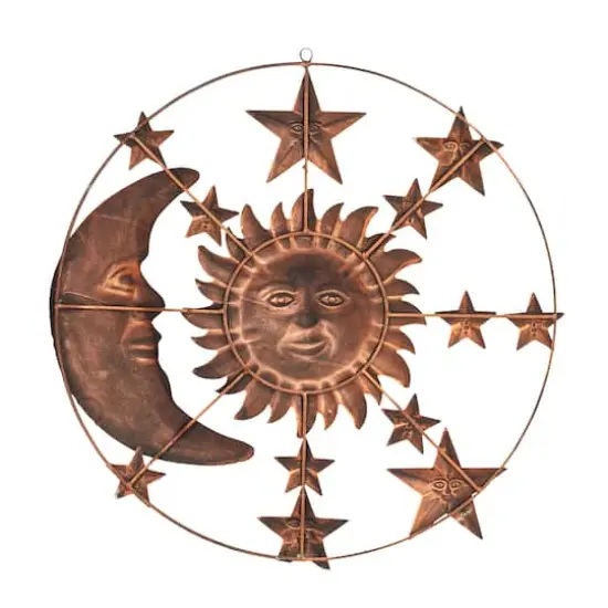 Brown Sun & Moon Rustic Metal Wall Decor {3}