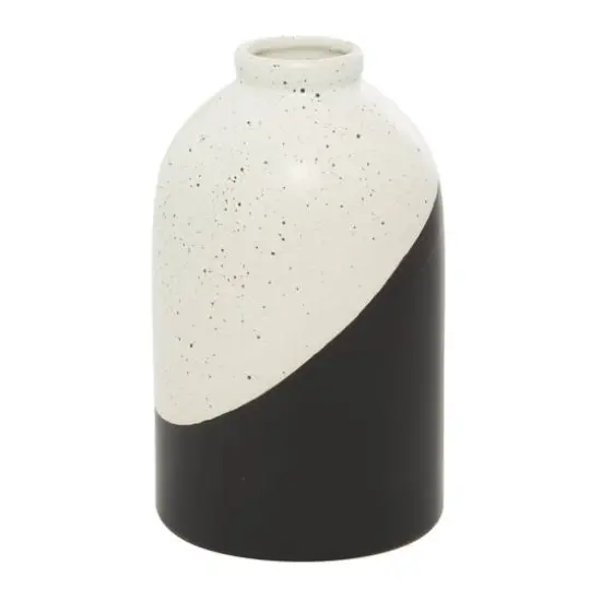 Black Ceramic Contemporary Vase, 10" x 6" x 6" {3}