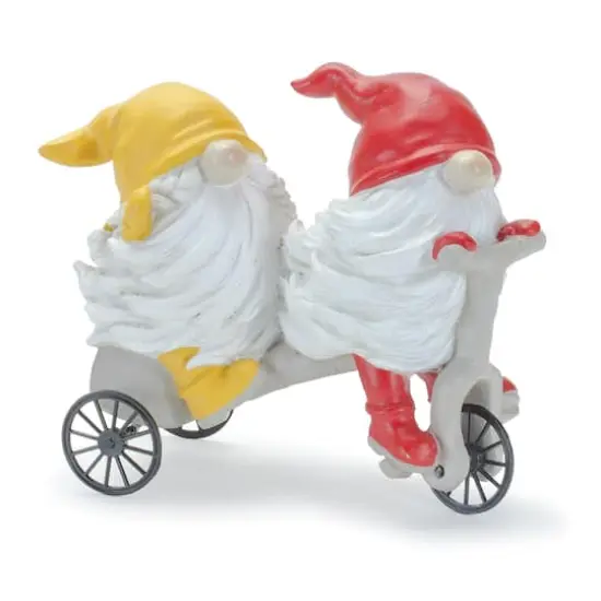 Whimsical Garden Gnomes Riding a Scooter & Wheelbarrow Figurines Set {3}