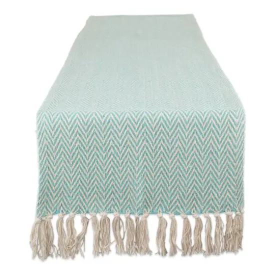 DII&reg; 72" Chevron Handloom Table Runner Aqua {1}