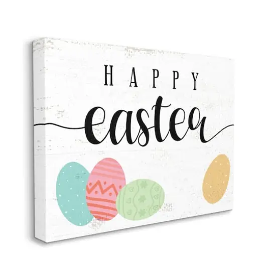 Stupell Industries Happy Easter Greeting Fun Pattern Spring Holiday Eggs Canvas Wall Art {4}