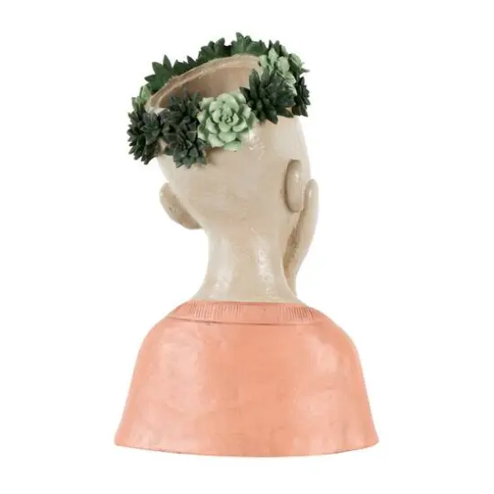 17" Woman Bust Planter with Succulent Crown {7}