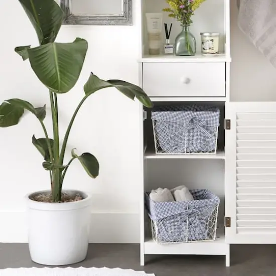 DII® Medium Antique White Chicken Wire Basket with French Blue & White Gingham Check Liner, 2ct. {4}