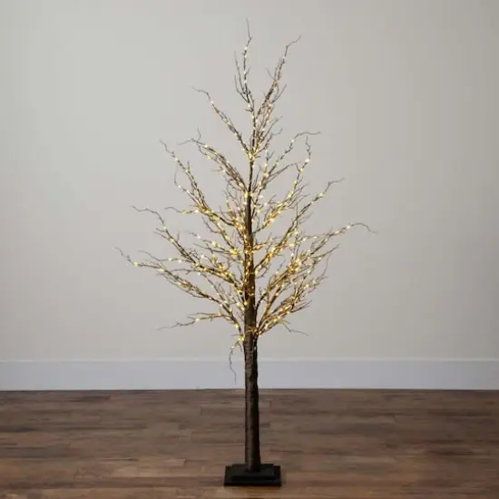 5ft. Pre-Lit Artificial Christmas Twig Tree, Warm White LED Lights {10}