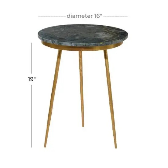 20" Gold Contemporary Stoneware Accent Table {6}