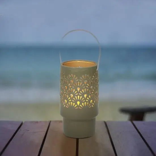Flora Bunda&reg; 8" LED Shell Ceramic Lantern {4}