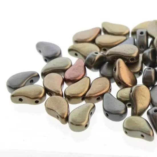 The Beadsmith&reg; Paisley Duo 2-Hole Czech Glass Teardrop Beads, 8mm Crystal Gray Rainbow {1}