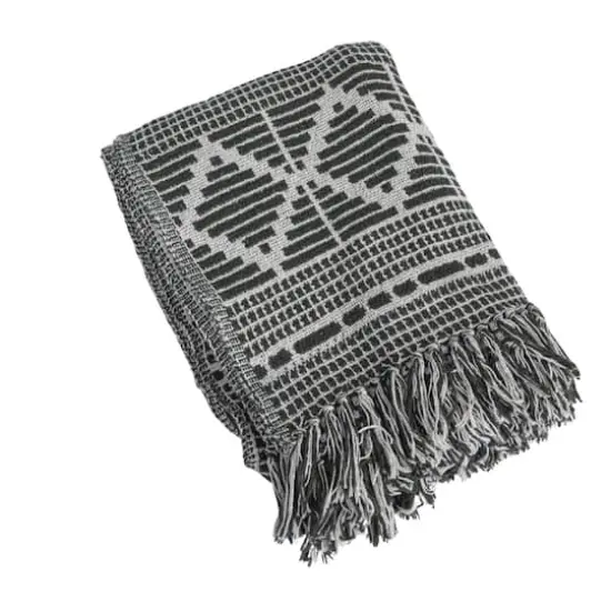 Hello Honey&reg; Green & Beige Diamond Soft Recycled Cotton Blend Throw {1}