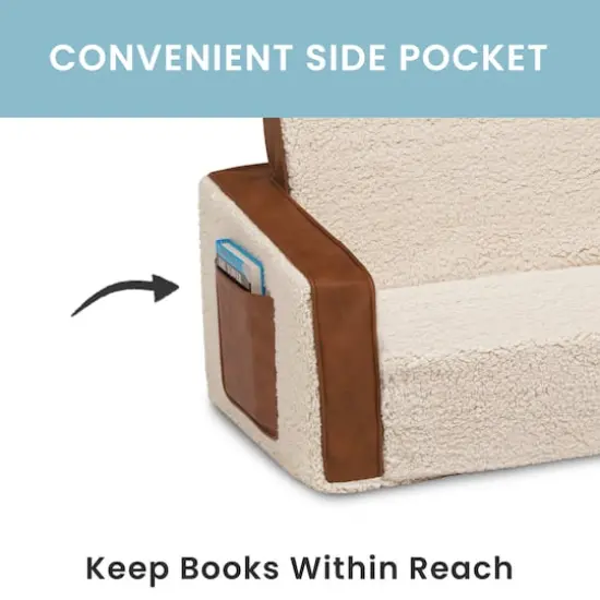  Sherpa Flip Out Sofa With Brown Leather {6}