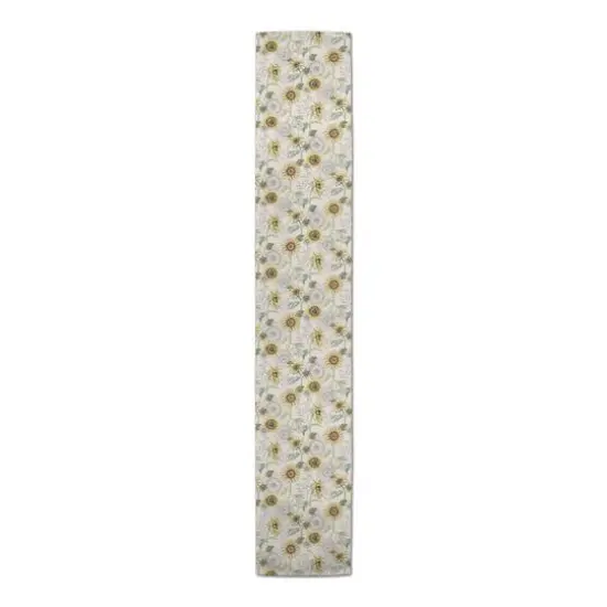 Sunflower Pattern Cotton Twill Runner Cream {4}