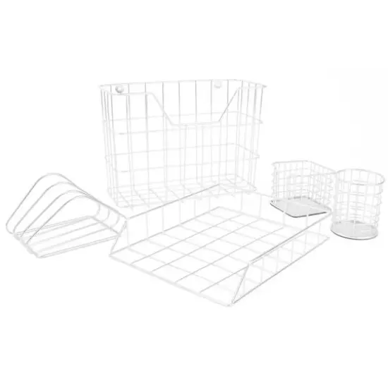 Sorbus 5-Piece Desk Organizer Set for Home & Office White {1}
