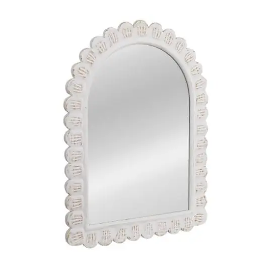 Hello Honey® 31.5" White Arched Raised Scallop Pattern Wall Mirror {6}