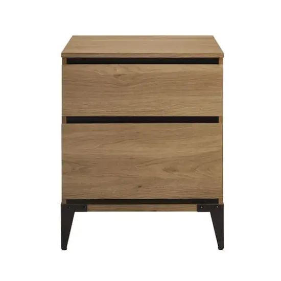 Walker Edison 20" English Oak 2-Drawer Urban Side Table {4}
