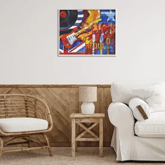Stupell Industries Rock 'n Roll Music Tribute Framed Giclee Art White {3}
