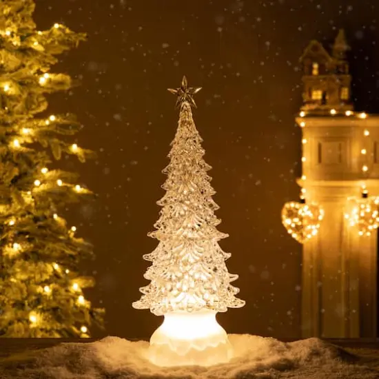 Glitzhome&reg; 18.5" Lighted Acrylic Rotating Christmas Table Tree {4}