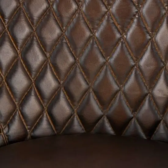 41.5" Leather Round Diamond Tufted Bar Stool with High Back Dark Brown {7}