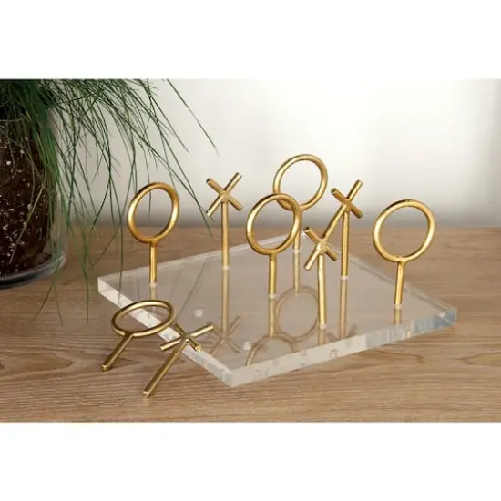 CosmoLiving by Cosmopolitan Gold & White Acrylic Glam Tic-Tac-Toe Game Set {8}