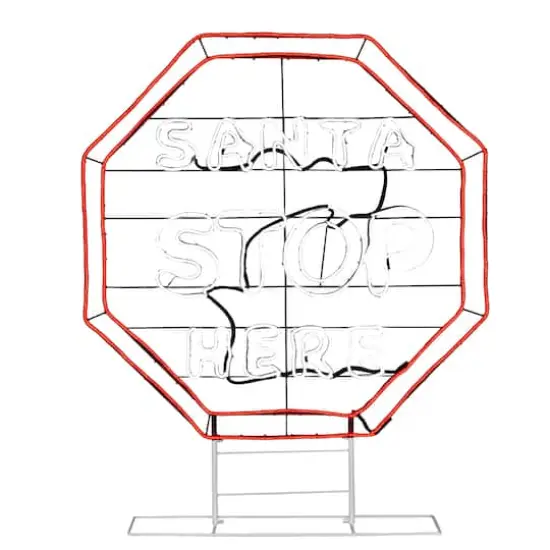 44'' Santa Stop Here LED Light Strip Sign {1}
