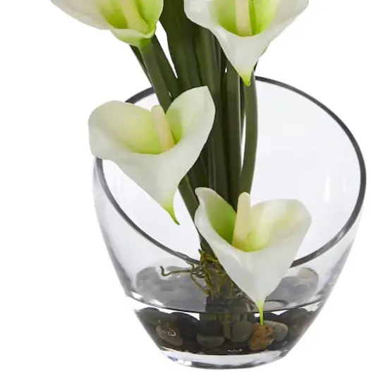 15.5" Calla Lily Arrangement in Clear Glass Vase {4}