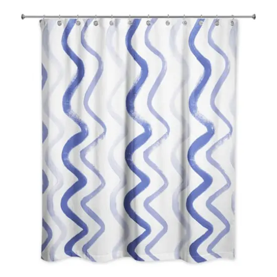 Squiggles Shower Curtain Navy {3}