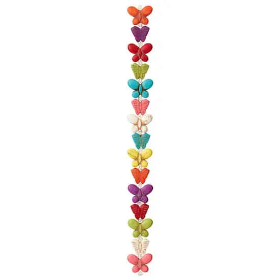 Multicolor Reconstituted Dyed Stone Butterfly Beads, 12mm by Bead Landing™ {4}