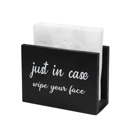 Elegant Designs&trade; Napkin Holder and Cup Holder Set with Black with White Script {9}