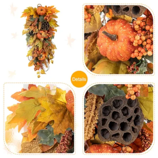 Glitzhome&reg; 25" Fall Pumpkin Leaf Swag {15}