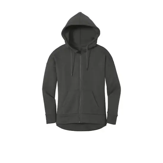 District® Perfect Weight® Women's Fleece Drop Shoulder Full-Zip Hoodie Charcoal {1}