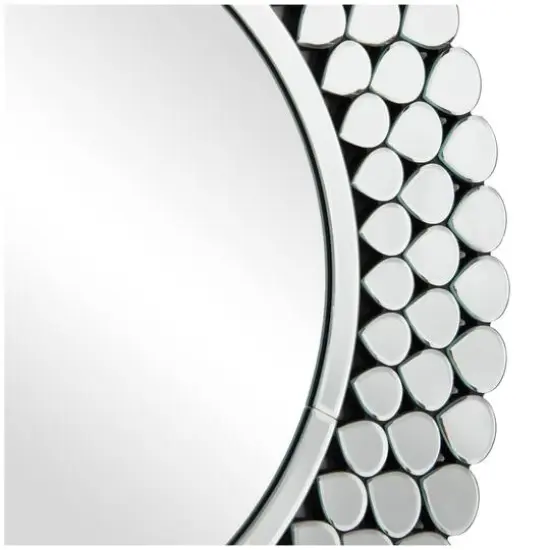 Silver Glass Starburst Wall Mirror with Teardrop Embellishment 31" x 1" x 31" {4}