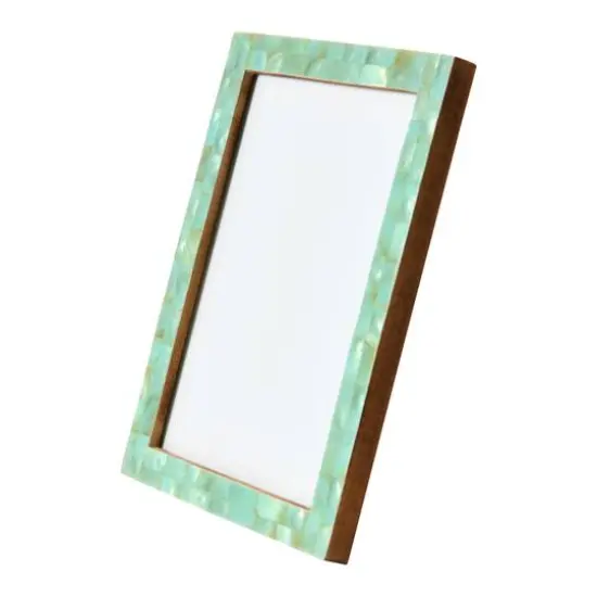 Hello Honey&reg; 5" x 7" Aqua Handmade Mother of Pearl & MDF Photo Frame {2}