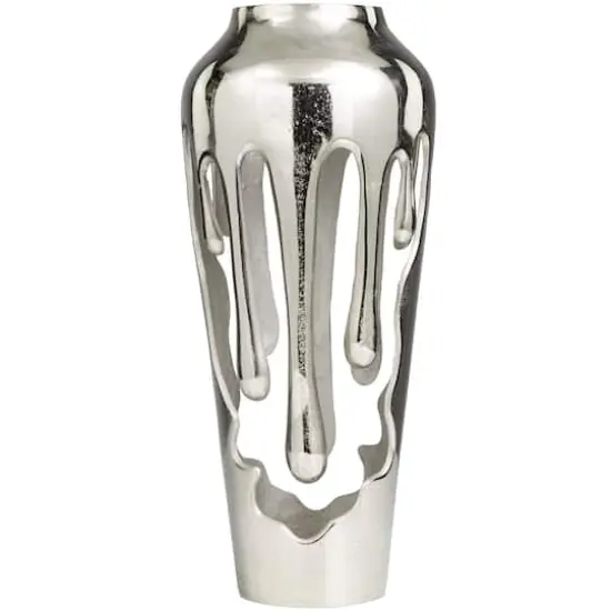 19" Silver Aluminum Drip Vase with Melting Designed Body {3}