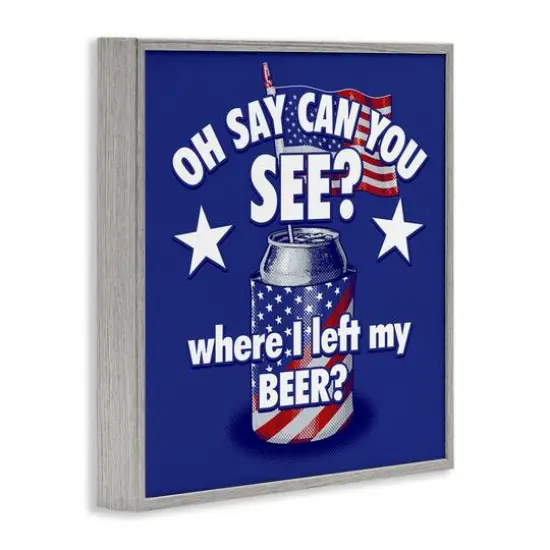 Stupell Industries Funny Patriotic Beer Framed Giclee Art Gray {4}