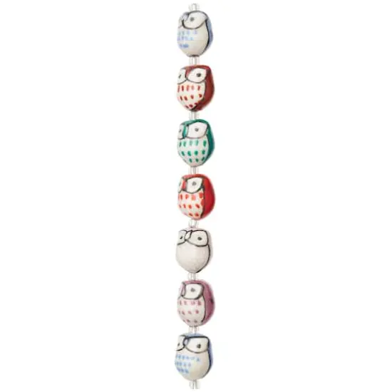 Multicolour Ceramic Owl Beads, 15mm by Bead Landing&trade; {4}
