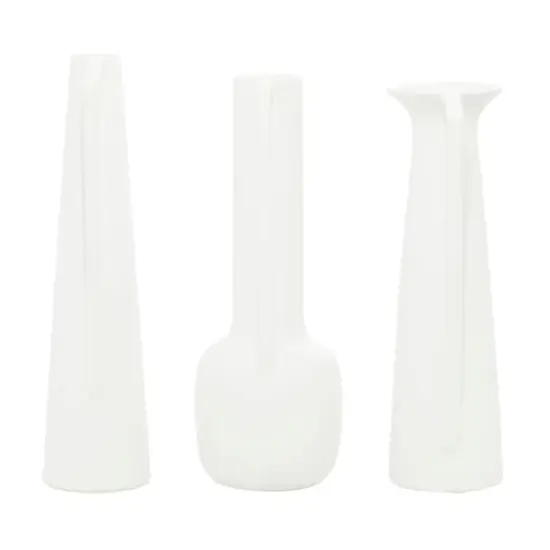 CosmoLiving by Cosmopolitan Set of 3 White Ceramic Modern Vase, 17", 16", 16" {4}