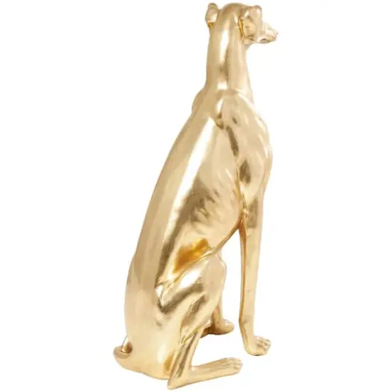 32" Gold Dog Sitting Greyhound Sculpture {6}