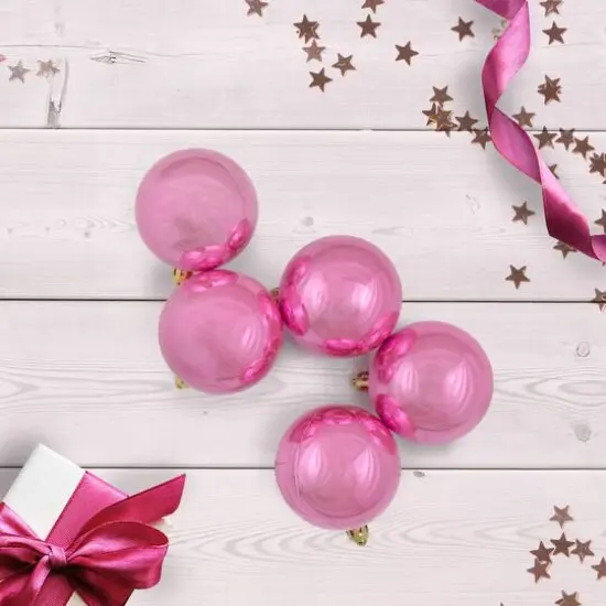60ct Shiny Bubblegum Pink Shatterproof Ball Ornaments {4}