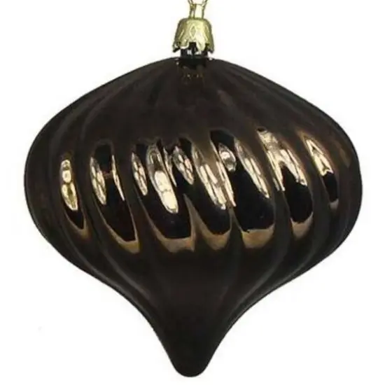 4ct Shiny Chocolate Brown Swirl Shatterproof Onion Ornaments {6}