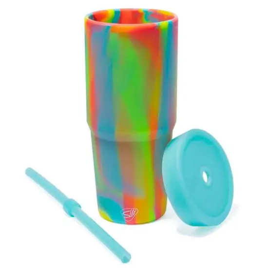 Silipint&reg; 32oz. Aqua & Sugar Rush Silicone Straw Tumblers {6}