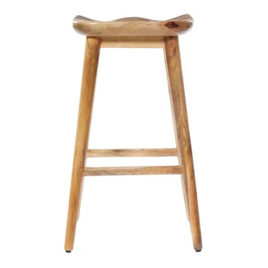 Brown Wood Contemporary Stool, 30" x 17" x 14" {7}
