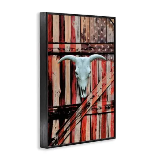 Stupell Industries Patriotic Cow Skull Framed Giclee Art Black {4}