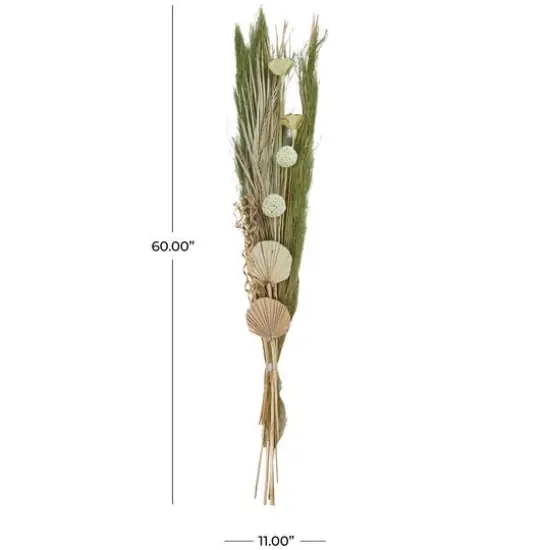 60" Green Dried Plant Assorted Bouquet Pampas Grass Natural Foliage with Palm Leaf Accents {6}