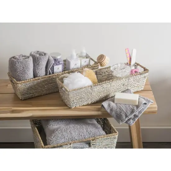 DII&reg; 16" Metallic Silver Trapezoid Seagrass Bins, 2ct. {3}