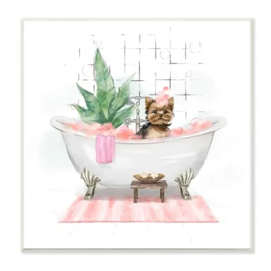 Stupell Industries Chic Yorkie Dog in Pink Bubble Bath,12" x 12" {1}