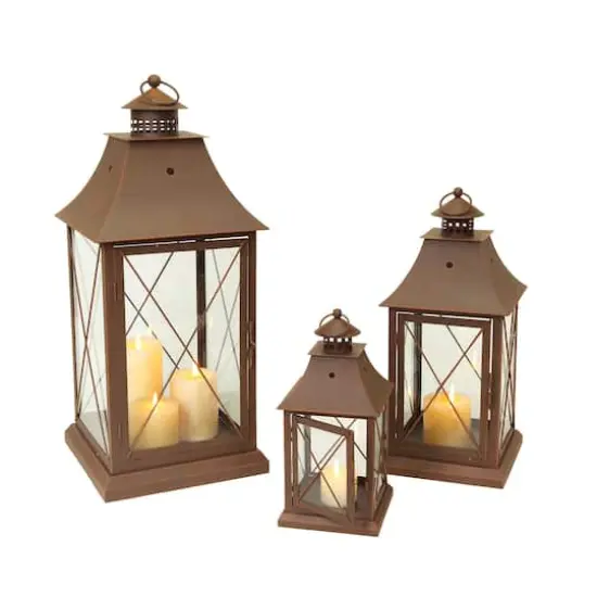 Copper Metal Lantern Set, 11.5", 17" & 24" {1}