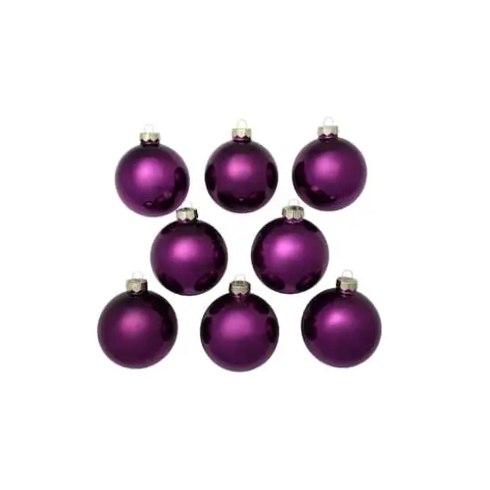 Whitehurst 8ct. 3.25" Shiny Glass Ball Ornaments Purple Shiny {3}