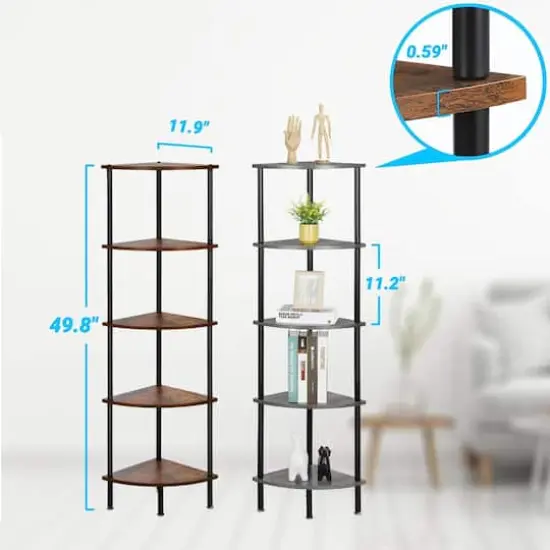 NEX&trade; 50" Brown 5-Tier Corner Shelf {4}