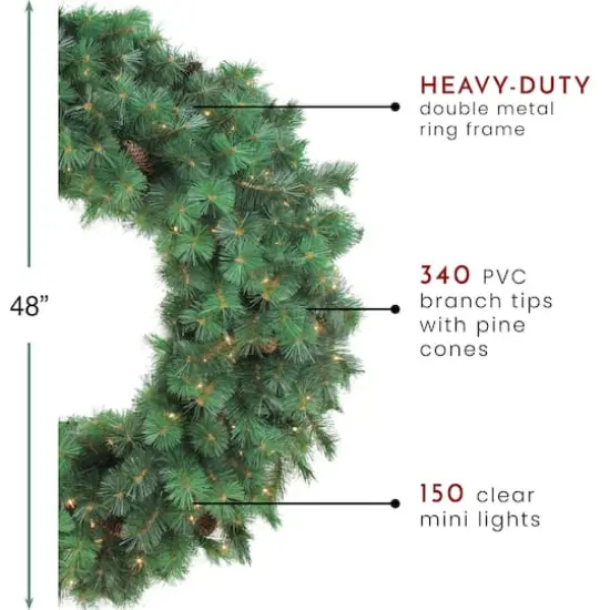 48" Pre-Lit Royal Oregon Pine Artificial Christmas Wreath {4}