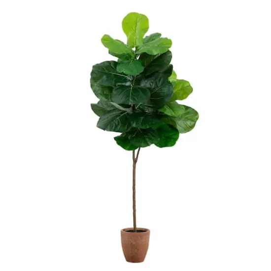 6ft. Giant Leaf Fiddle Leaf Fig Tree in Decorative Planter with Real Touch Leaves {1}