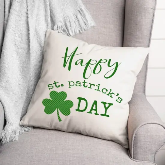Happy St Patricks Day 18" x 18" Throw Pillow {3}