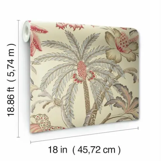 RoomMates Exotic Curiosity Peel & Stick Wallpaper Taupe and Pink {9}